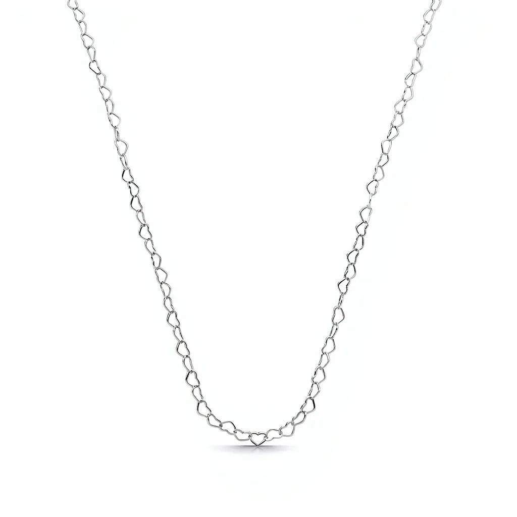 Choker Prata Corrente Elos de Coração 45cm